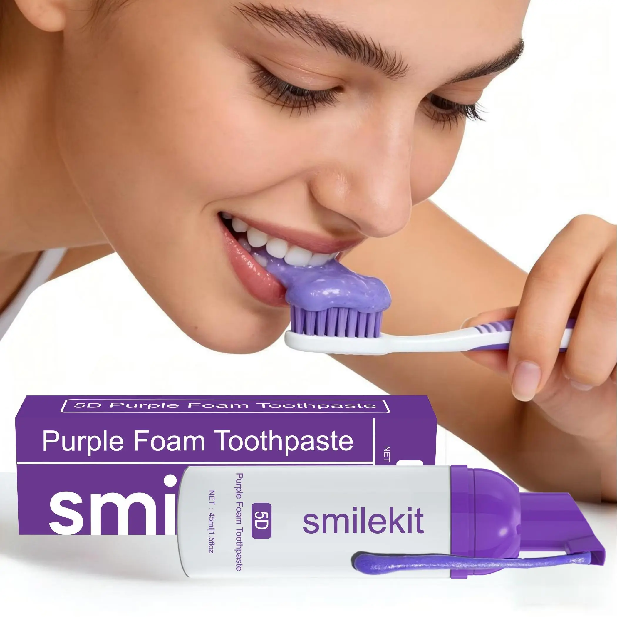 5D Foam Toothpaste Whitening 45ML Foaming Toothpaste Xylitol Toothpaste Deep Cleaning Fresh Breath Mint Flavor Oral Care Oral Hygiene Essentials