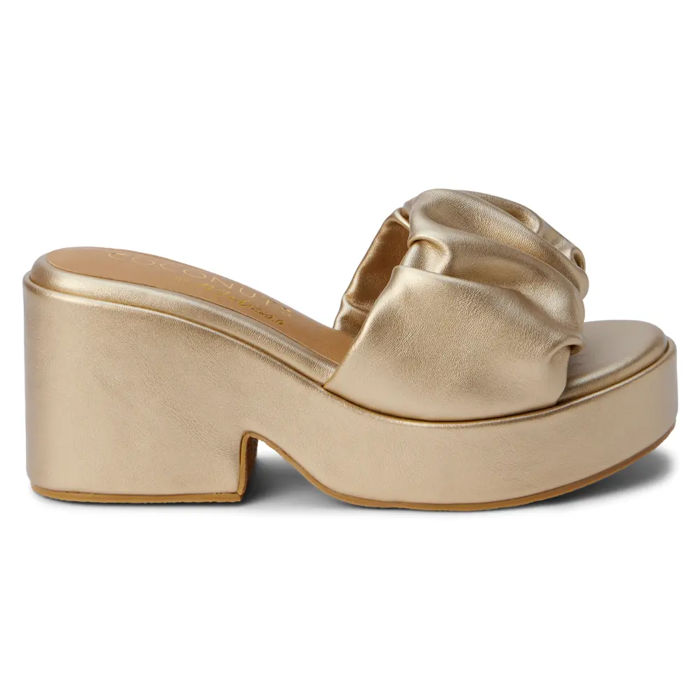 COCONUTS by Matisse Womens Rue Platform Casual Sandals Casual High Heel 3" & Up - Gold