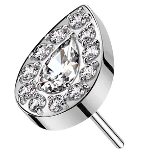Teardrop Glitz CZ Titanium Threadless Top