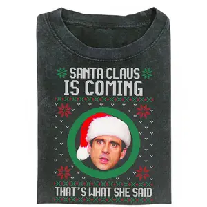 The Office Christmas Vintage Shirt, Michael Scott Santa Claus Meme Tee, Funny Holiday Graphic T-Shirt, Comedy Gift Idea, Gift for Men, Gift for Women, Crew Neck T-shirt, Trending T-shirt