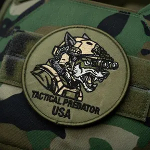 "Tactical Predator USA" Tactical Wolf Embroidered Patch - Aggressive Predator Badge with Hook&Loop for Backpacks Tactical Gear