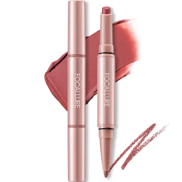 Focallure 2-in-1 Fuller Sculpt Lip Liner & Lipstick, Silky Creamy Cosmetic Makeup, Pigmented, Easy & Quick to Apply, Long-Wear