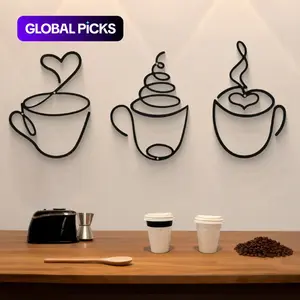 Modern Metal Coffee Cup Wall Art, Home Decor, Kitchen and Dining Room Wall Decoration, Luxury Iron Hanging Ornament, Living Room Sculpture #GLOBAL PICKS