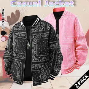 Men's Casual Cashew Flower Varsity Jacket, Vintage Lightweight Bomber Baseball Collar Jackets, Classic Fabric, Men's Fashion Stylish, Men's jackets, Streetwear, Men's Clothing Halloween Gifts