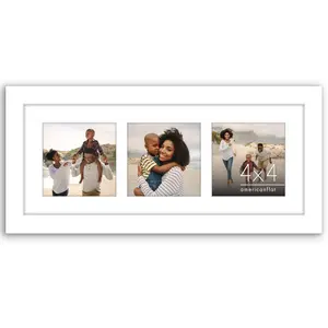 Americanflat Signature Collage Frame 3-Opening Shatter-Resistant Glass for Tabletop or Wall Display Three-Photo Collage Design for Weddings Milestones or Travel Sets