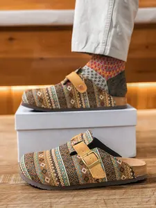 Perfect Luxury Gift, Unisex Boho Slip On Mules, High-End Geometric Design, Comfortable Casual Shoes, Ideal for Outdoor and Home Use