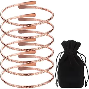 6 count Copper Bracelets for Men Women Copper Cuff Bracelets Adjustable Size     Uncoated   Gifts(Wire Overlap Style)