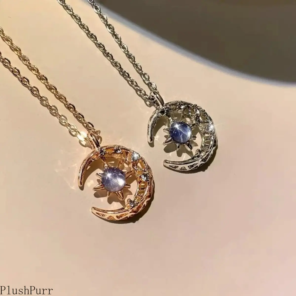 Women's Dainty Star-Moon Moonstone Fashion Pendant Gemstone Clavicle Necklace, Exquisite DIY Bag Accessory, Ideal Wedding-Party Gift - summerwins, Fashion Pendant Necklace, Gemstone Necklaces tiktokshopbacktoschool