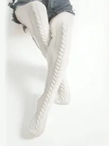 Thick Knit Warm Leggings over Knee Socks Fall Winter Fashion, Womenswear Plus Size Long Socks for Large Feet, Christmas Gift