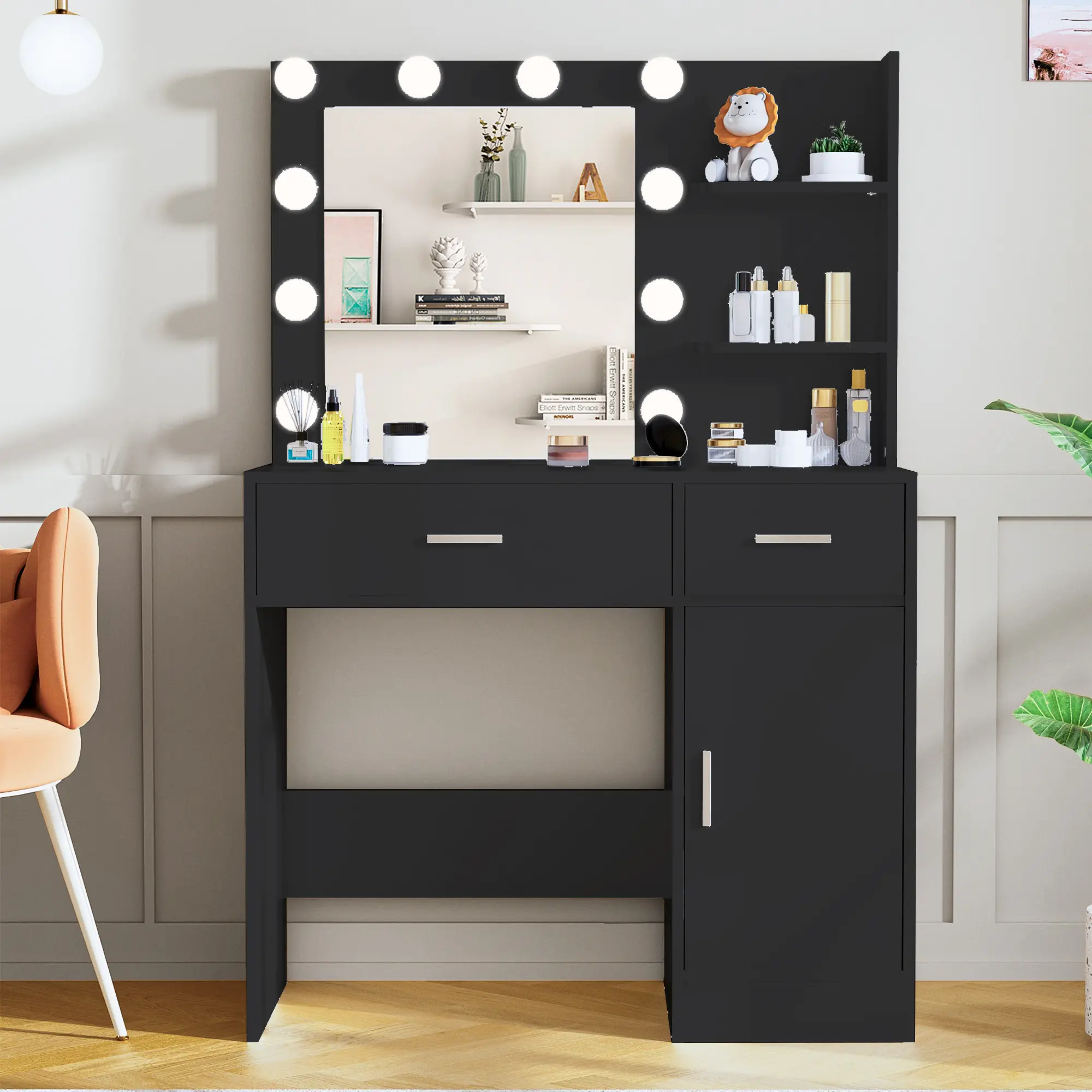 Vanity With Lights - Black