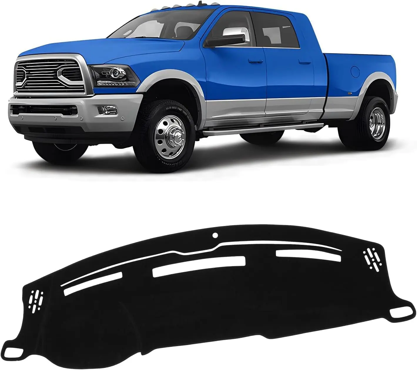 KUST Custom Fit Car Dash Cover Mat, Non-Slip Polyester Car Accessory for 2010-2025 Dodge Ram 1500/2500/3500 Pickup, No-Glare Center Console Dashboard Pad, Truck Accessories (Black), Car Interior Kit