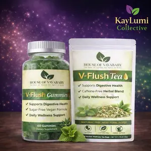V-Flush Daily Wellness Set  V-Flush Gummies (60 gummies) •V-Flush Herbal Tea (28 tea bags) Organic Vegan Lemon Extract Dietary Supplement All Natural Digestive Health