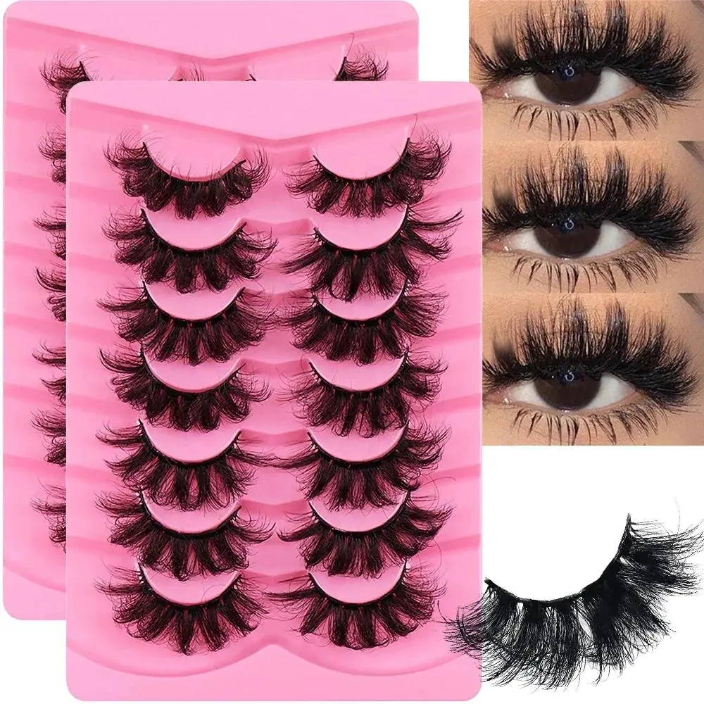 14Pairs/2Pack Thick Long Faux Mink Lashes Fluffy Dramatic Volume Eyelashes Long Lasting Soft Lash Extension Lightweight for Daily Wear Eyelash Extensions DIY Eyelash Extensions