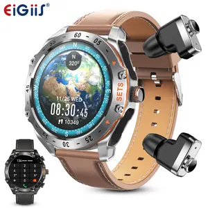 Smart Watch with Earbuds for Men, Wireless Calling can Answer and Make Calls, Music Player, Sport Resistant Rugged Smart Watch, Activity Recorder with Step, Alarm for iOS Android  Smartphone