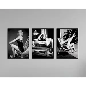 set of 3, marilyn monroe print, black and white, vintage poster, marilyn monroe, old hollywood decor, teen girl wall art, fashion photograph