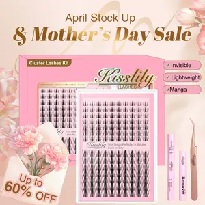 Natural Fairy| Kisslily Lashes Manga Spikey Lashes Cluster C Curl 168Pcs Ultra-Thin Invisible Band Individual Lash Clusters False Eyelashes Extension Wet Look Beginner Friendly Bond Seal Remover Makeup 8-18mm mothersdaygift