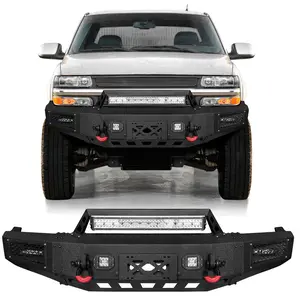 Vijay Steel Front Bumper - Compatible with 1999-2002 Silverado 1500/1500, 2000-2006 Tahoe/Suburban (Fits Chevrolet Models)