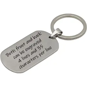 Personalized Customizable Name Date Text Keychains for Women Men Customized Key Chains Men Engraved Name Inspirational Stainless Steel Dog Tag