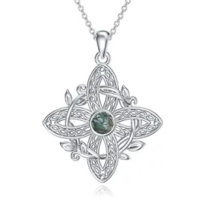 Witch Knot Birthstone Pendant Necklace , 925 Sterling Silver Cross Celtic Knot Necklace, Jewelry Birthday Gifts For Women Girls, Mother’s Day Gift