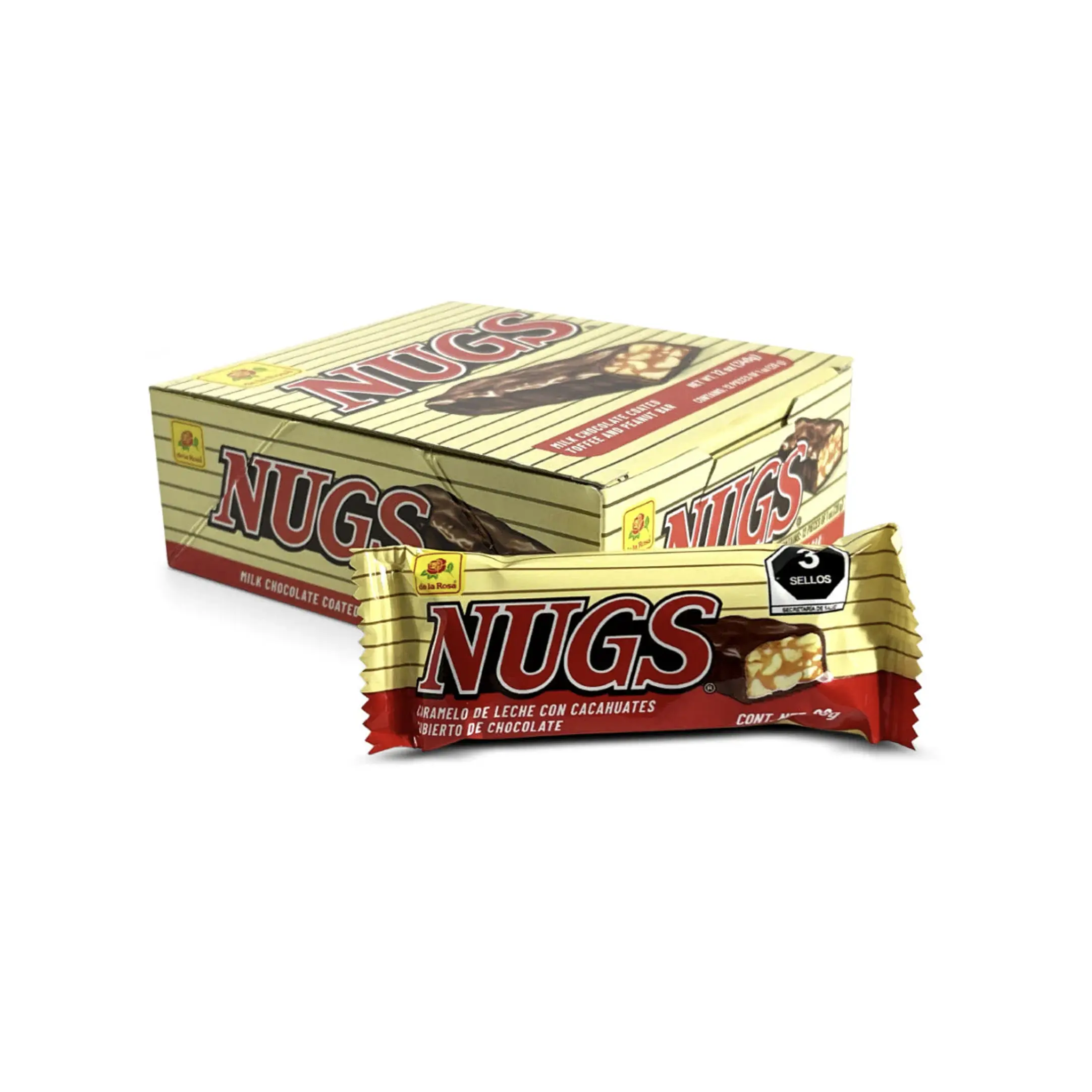 Chocolate Nugs Mexican Milk Chocolate Peanut Bars By De La Rosa 12 Pieces