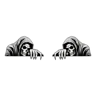 2pcs Cartoon Skull Car Stickers Waterproof Rearview Mirror Decorative Decals Fun Exterior Accessories for Bumper and Window Decoration Decal for Cars Vehicle Exterior Decoration