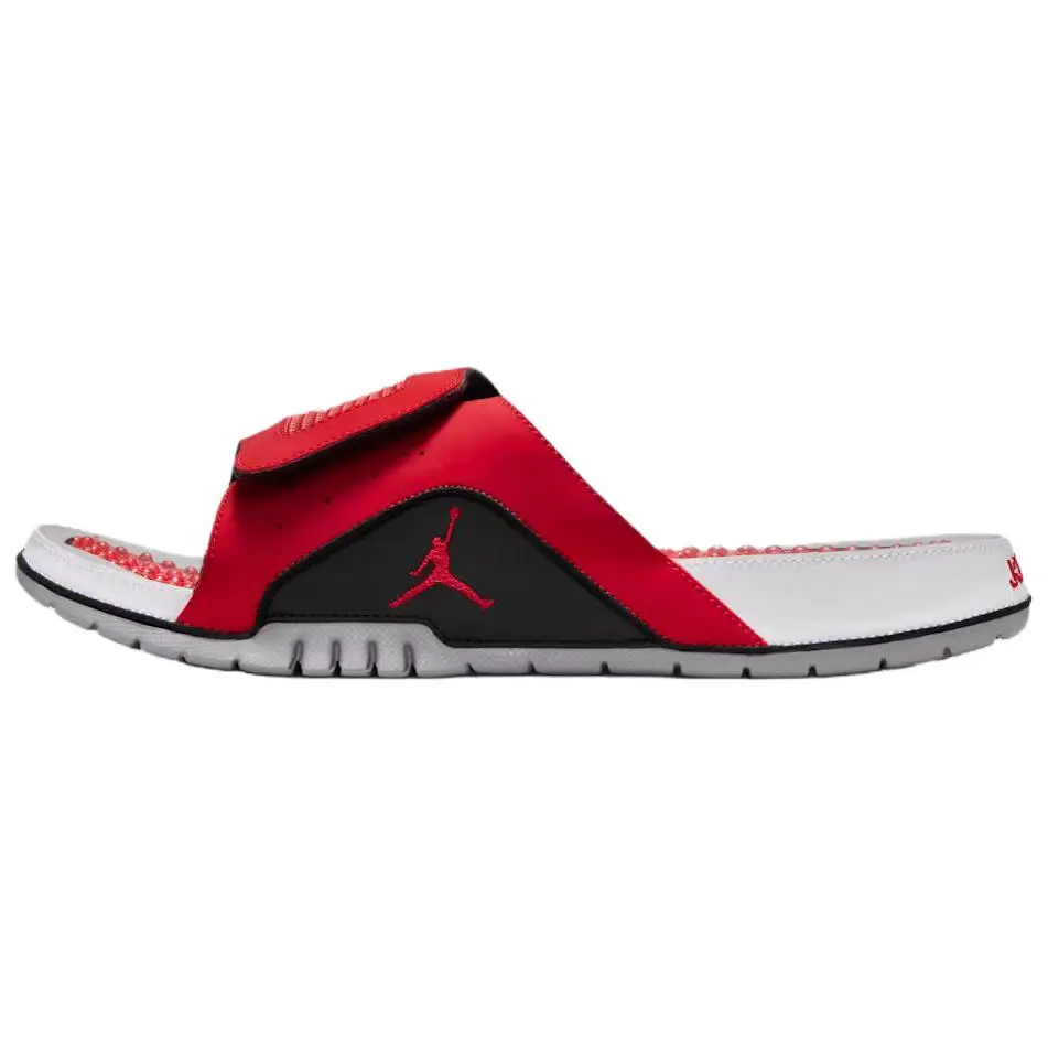 Air Jordan Hydro 4 Retro Unisex Comfortable Slide Sandals - 'Fire Red Black White', Ideal for Post-Workout Use