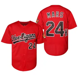 24K baseball jersey, red, embroidered numbers and letters, elastic, comfortable fabric, suitable for baseball lovers' casual wear.