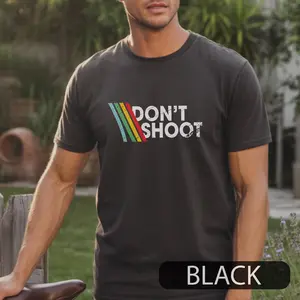 DON'T SHOOT Gaming Shirt Sarcastic Funny Retro Arcade Raiders Tee Video Game Emote Gamer Gift Distressed Vintage ARC Stripes