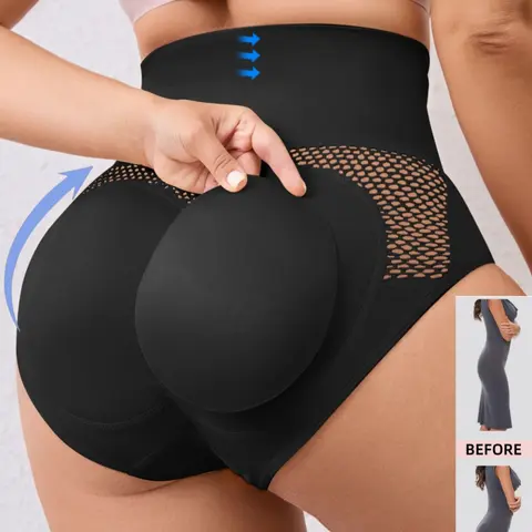 High Waist Women's Tummy Control Underwear with Breathable Mesh Design, Body Shaping Panties, Detachable Butt Lifter Padded, Flat Belly Shaper for All Seasons, Hip Lift Compression, Tummy Control Shapers