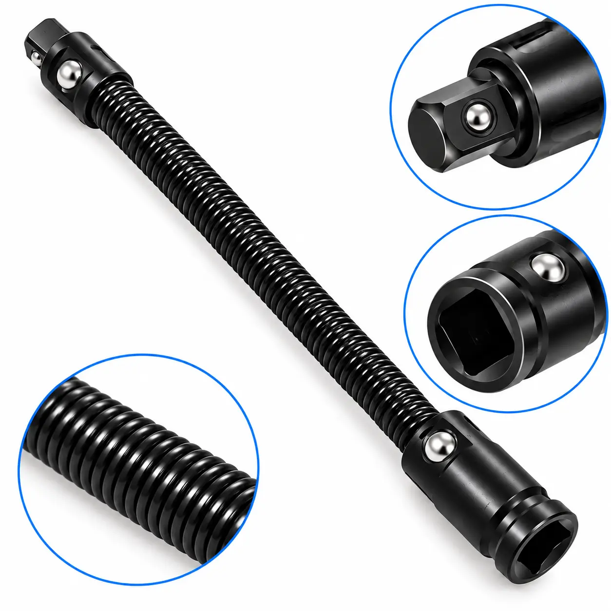 Flexible Socket Extension Shaft, Ratchet Wrench Torque Extender Connecting Rod for Electric Wrenches, Automotive Repair & Hand Tools.b