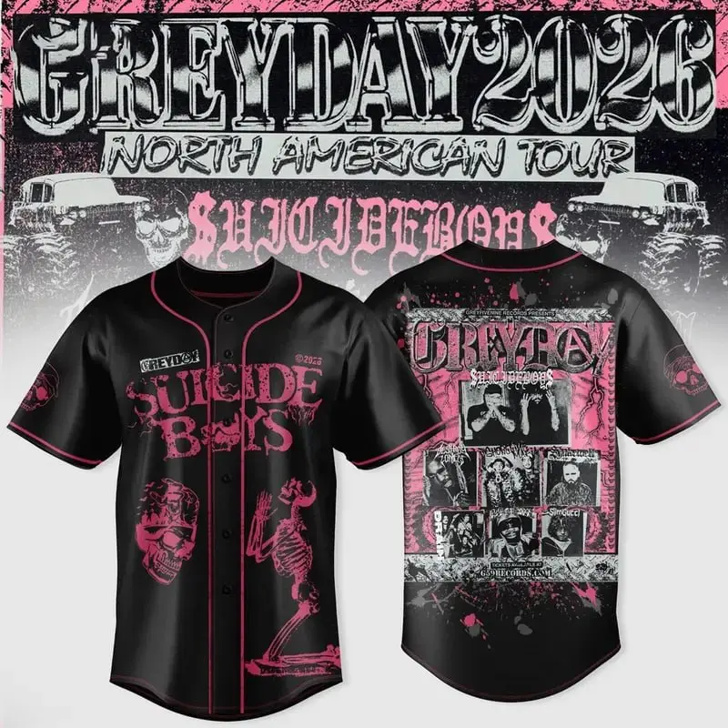 $uicideboy$ Inspired Baseball Jersey Greyday-26 – North American Collection Pink Jersey