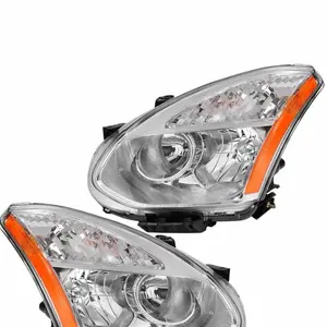 Headlights For 2008-2013 Nissan Rogue Halogen Type Chrome Headlamps Left+Right