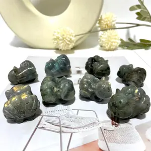 4 Counts Labradorite Small Cute Nine-tailed Fox Crystal Healing Crystal Home Decoration From IG Crystal