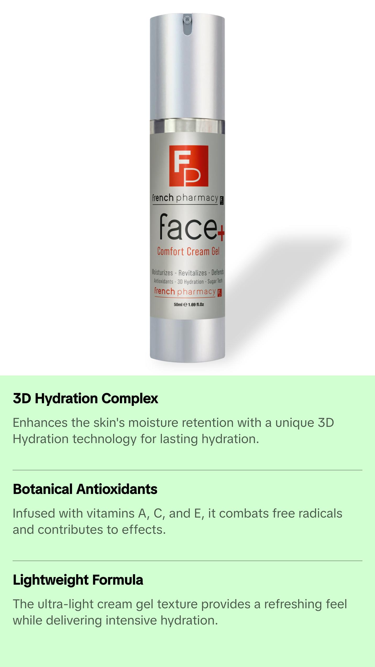 FrenchPharmacy Face+ Comfort Cream Gel New Moisturizer Technology