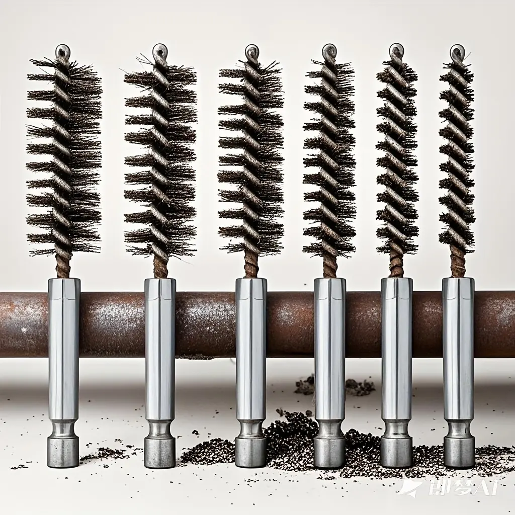 Stainless steel wire brush 6-piece set, multi specification wire brush used for deburring screws and threads, rust removal, 1/4 inch hexagonal handle design, dust removal, rust removal, corrosion and polishing pipes, ports and bearings, Hand Tools