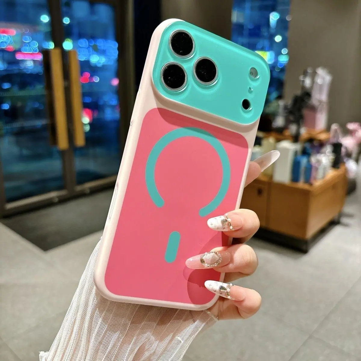 Summer Dopamine Color Block Magnetic Phone Case for iPhone 17 16 15 14 13 12 11Pro Max, Soft Touch Matte Cover  compatible with MagSafe, Ultra Slim Thin Hard PC Case Cover 985