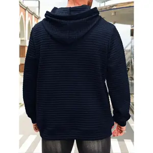 【Plus Size】 Plaid Pattern Drawstring Hoodie, Casual Regular Fit Long Sleeve Pocket Hooded Sweatshirt for Fall & Winter, Men's Clothes for Daily Wear, Menswear