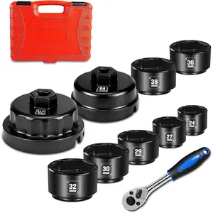 10-Piece 3/8" Drive Oil Wrench Set, Metric Low Oil Sockets with 72-Tooth Ratchet, Oil Cap Remover and Installer Tool Set
