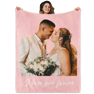 Crafted from soft fleece and faux lamb's wool, this personalized photo blanket makes an excellent gift for weddings, Mother's Day, Father's Day, and Valentine's Day. A variety of styles are available.