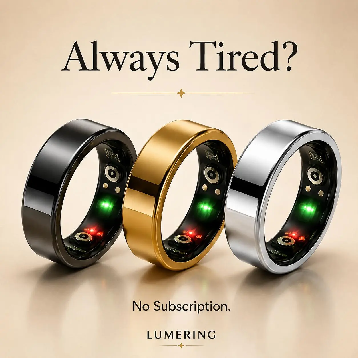 Smart Fitness RingStainless Steel (Gold, Silver Options) - 24/7 Sleep Tracking, Heart Rate, Temperature Monitoring, Pulse, Stress & Cycle Insights, Family Care Mode, No Subscription, Android/iOS Compatible, Waterproof Wearable for Men & Women