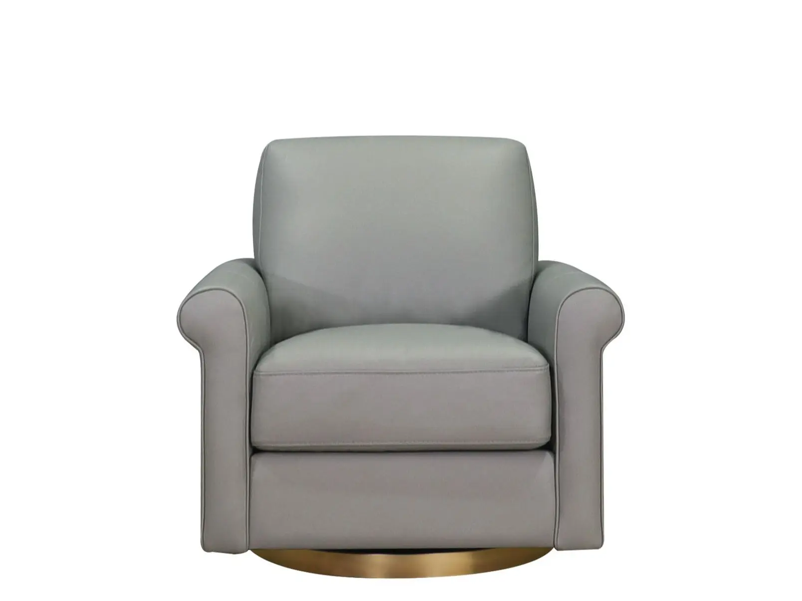 Hydeline Laguna Swivel Leather Chair in Silver Gray Color