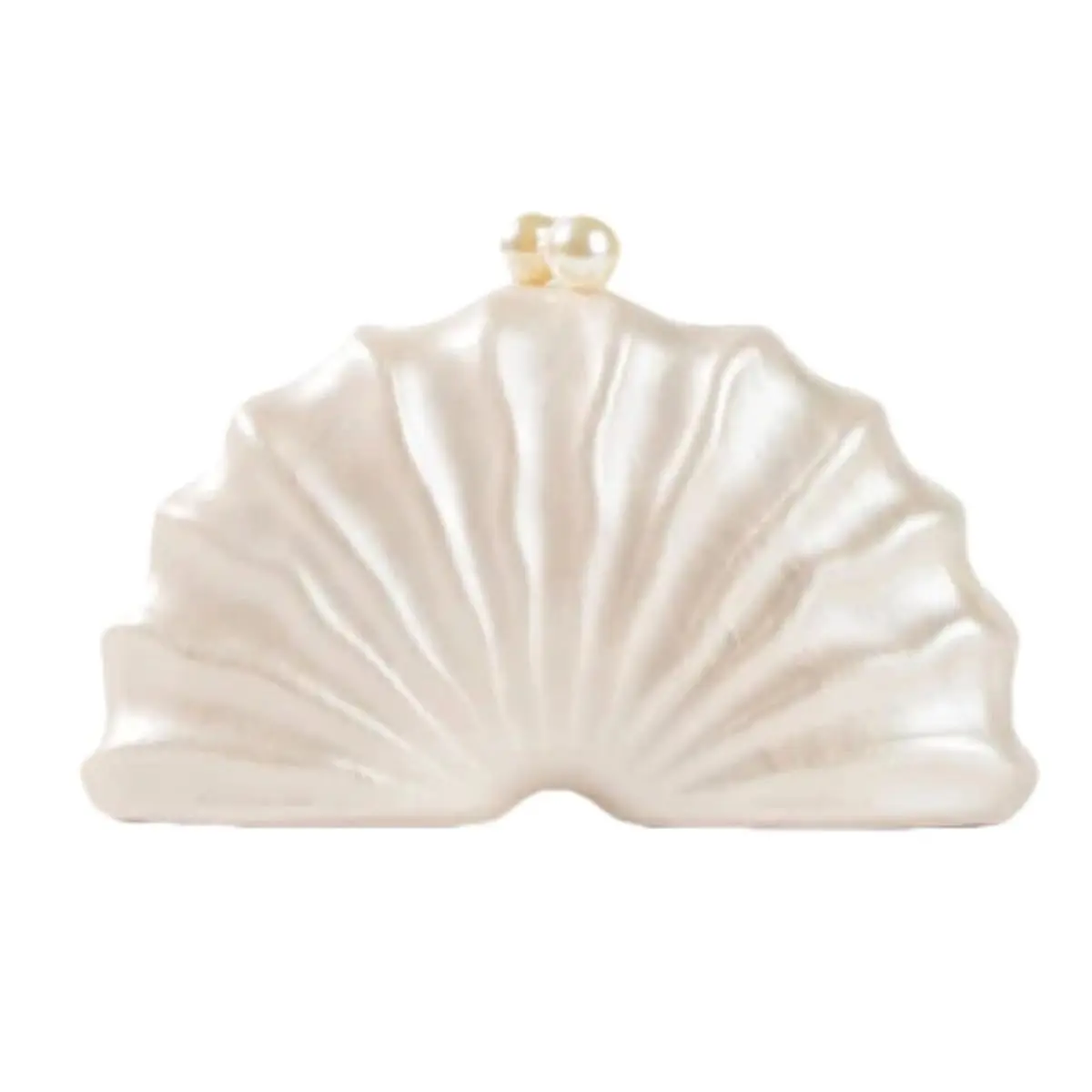 Women's Elegant Mini Pearl Clutchbag - Shell Design Crossbody/Shoulder Bag for Wedding, Evening Parties, White Purse