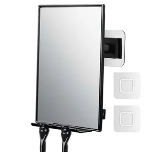 Shower Mirror for Shaving with 2 Replaceable Adhesives, 2 Razor Holders, 360° Rotation Adjustable Shaving Mirror with a Squeegee, Bathroom Razor Holder (Not Fogless)