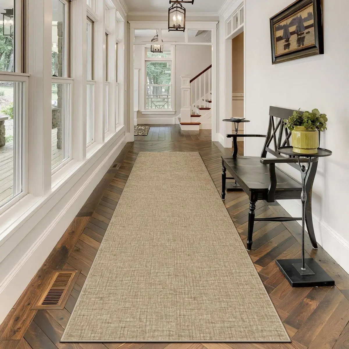 Modern Boho Style Geometric Pattern Design Runner Rug, Modern Indoor Rug, Non-slip Soft Floor Mat, Decorative Carpet for Home Living Room Bedroom Kitchen Study Room, Boho Area Rugs, Bohemian Style Rugs