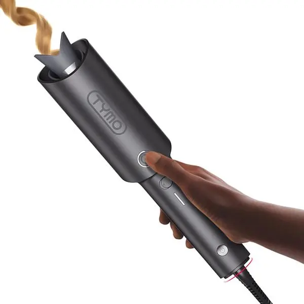 TYMO Automatic Rotating Curling Iron - TYMO CURLPRO Beach Waves Curling Wand, Portable Hair Curler, 500 Million Ionic, Dual Voltage & Lightweight for Travel, Ceramic Coating, 1 Inch, Metallic Gray Smooth