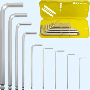 9 PCS Hex Key Set, Ball-End Allen Wrench Set, CR-V Allen Key Set, Metric Hex Wrench Set with 1.5-10MM Sizes, Ergonomic Non-Slip Portable Storage Case for Furniture, Bike, Electronics