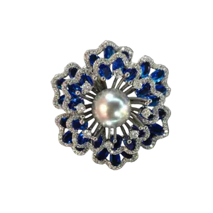 Regal Radiance Pearl & Sapphire Brooch