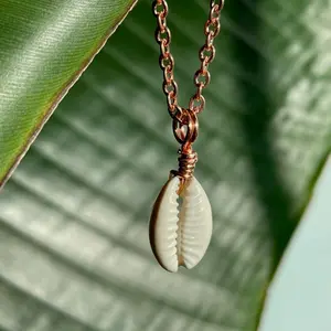 African Cowry Copper Necklace Dainty Copper Jewelry Good Luck Charm