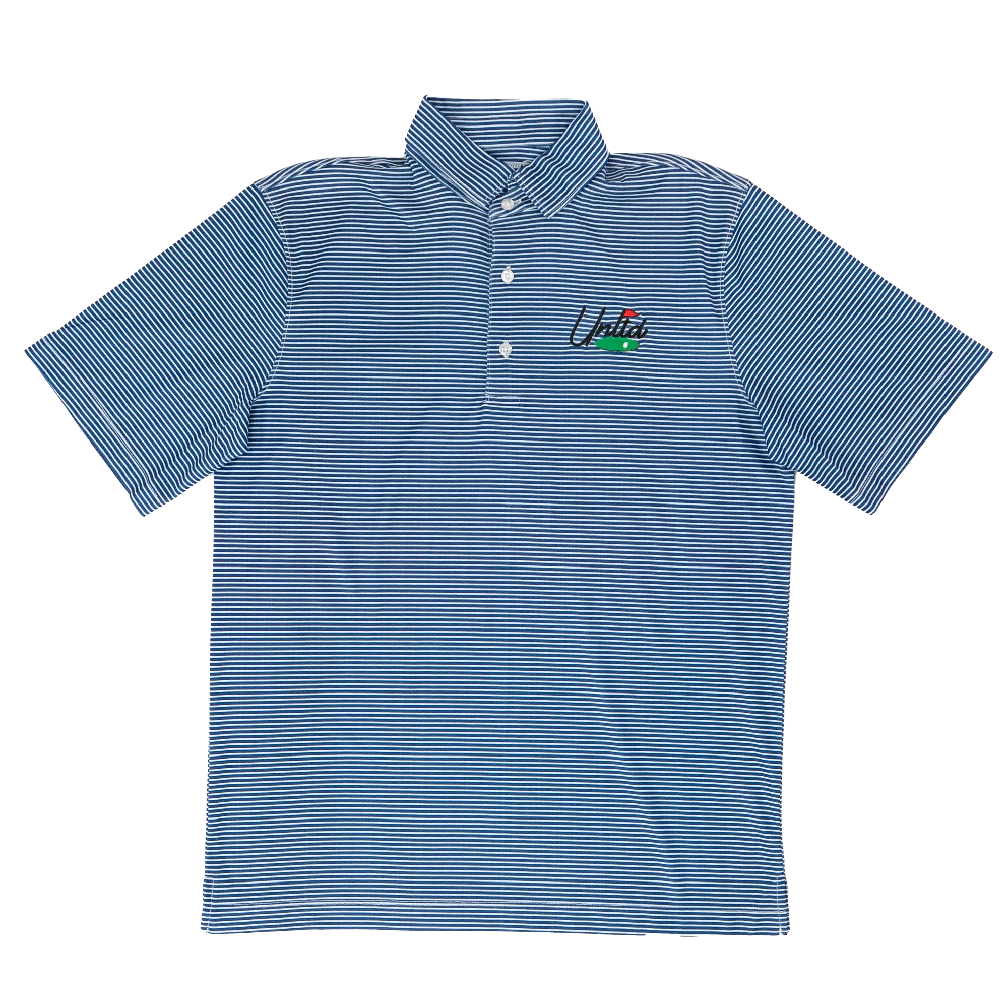 Men's Classic Athletic Navy Stripe Lacrosse Polo Shirt - Breathable, Lightweight Basic Fabric, Button-Front, College Style, Adult Fit, All-Day Wear