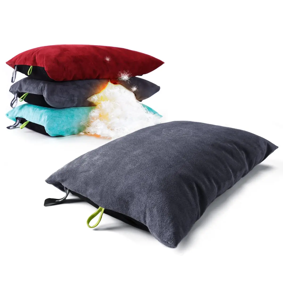 ZOOOBELIVES Camping Pillow, Ultralight and Compact Down Fill with Removable Micro-suede Cover, Internal Storage Bag, Lightweight Pack for Hiking, Machine Washable, Outdoor Sports, Removable & Washable, Hassle-Free Guarantee, Compressible
